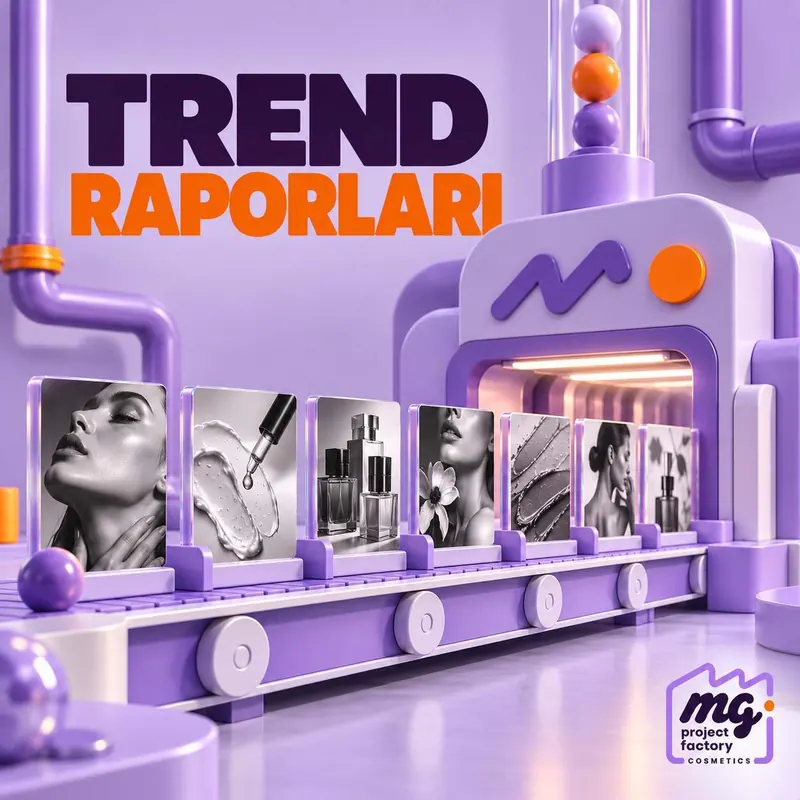 TREND RAPORLARI yazılı, siyah-beyaz güzellik görsellerinin taşındığı 3D bant